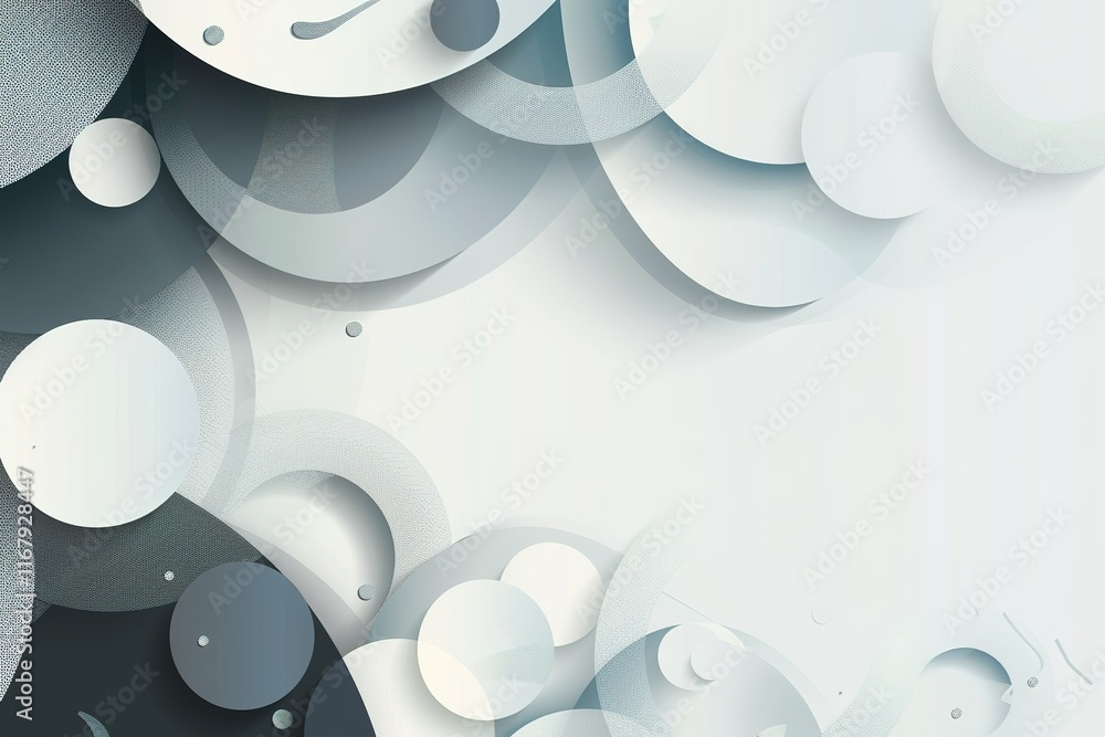 Poster abstract grayscale circles overlap, creating a dynamic, layered design. perfect for modern backgroun