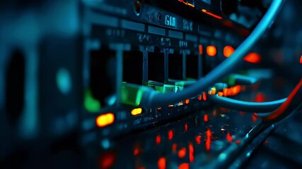 Wet Server Room Cables Connect Data Center.