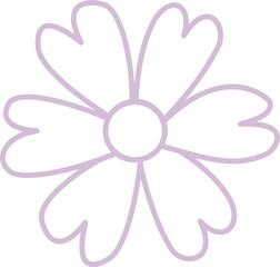 Cute soft purple cartoon flower line art minimalist vector for kids colouring element