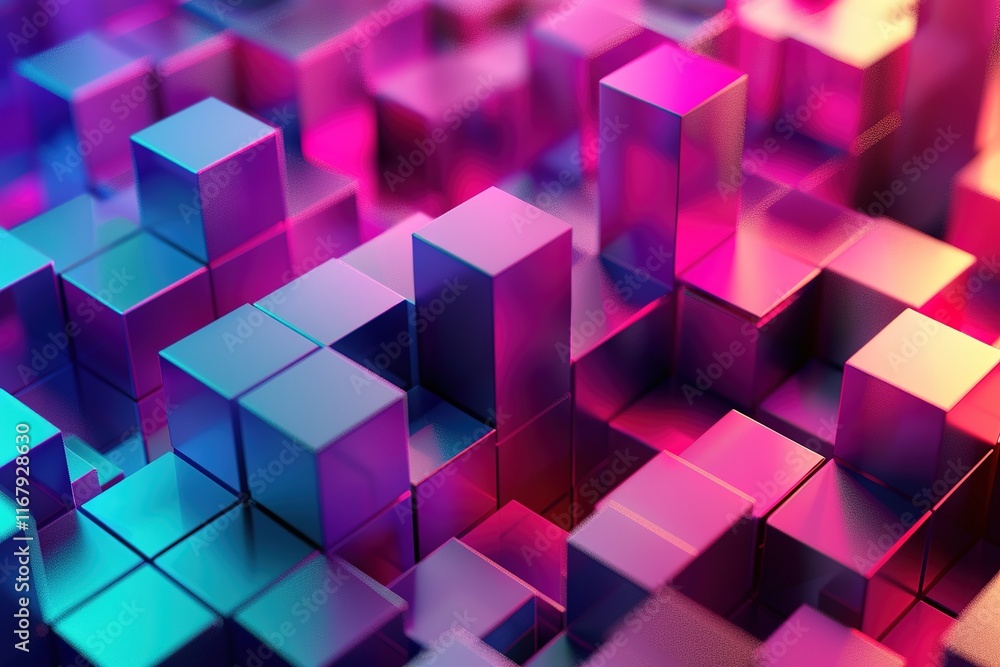 Aufkleber abstract background of vibrant, metallic cubes. a dynamic and colorful 3d rendering.