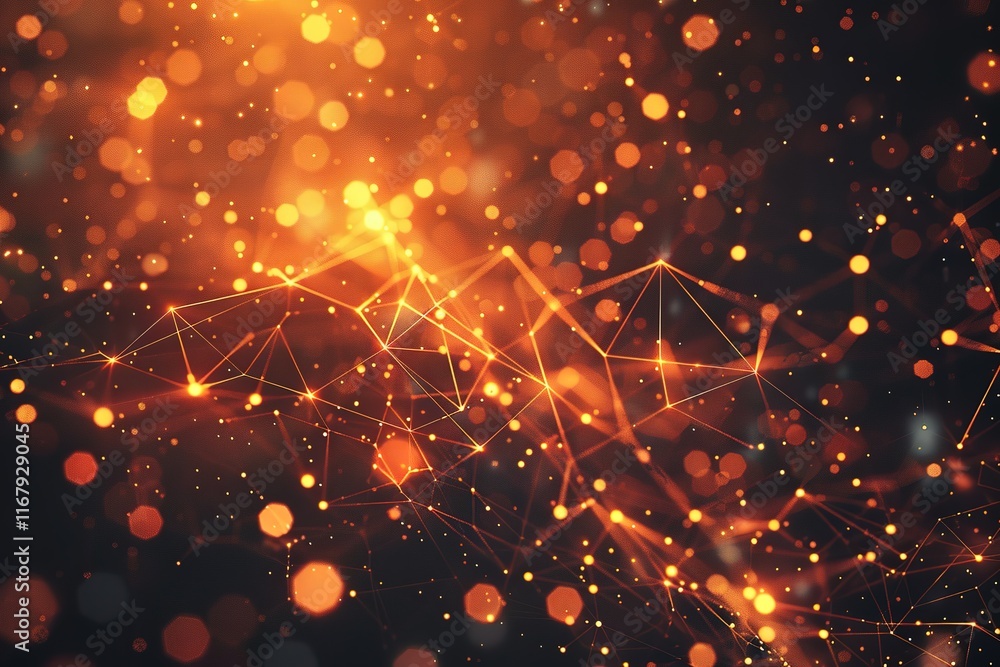 Poster abstract network connection glowing with orange light. perfect for technology or connection themes.