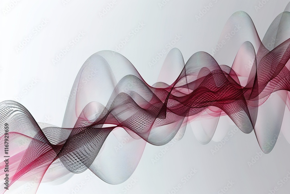 Poster abstract flowing waves in shades of red and gray against a light background. elegant and dynamic des
