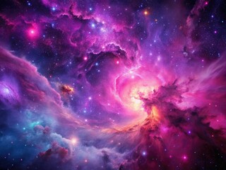 A dark pink and purple cosmic nebula swirls, a fantastical astral wallpaper.