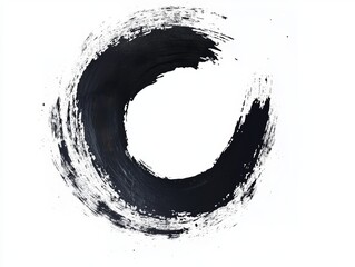 Abstract black in splash, paint, brush strokes, stain grunge isolated on white background, Japanese style - ai