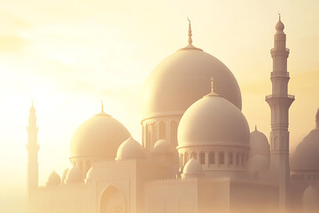 Majestic Mosque in Sunrise Light