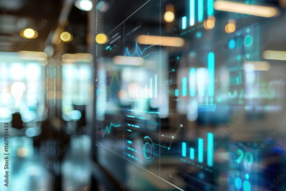 Poster data analytics display in modern office space.