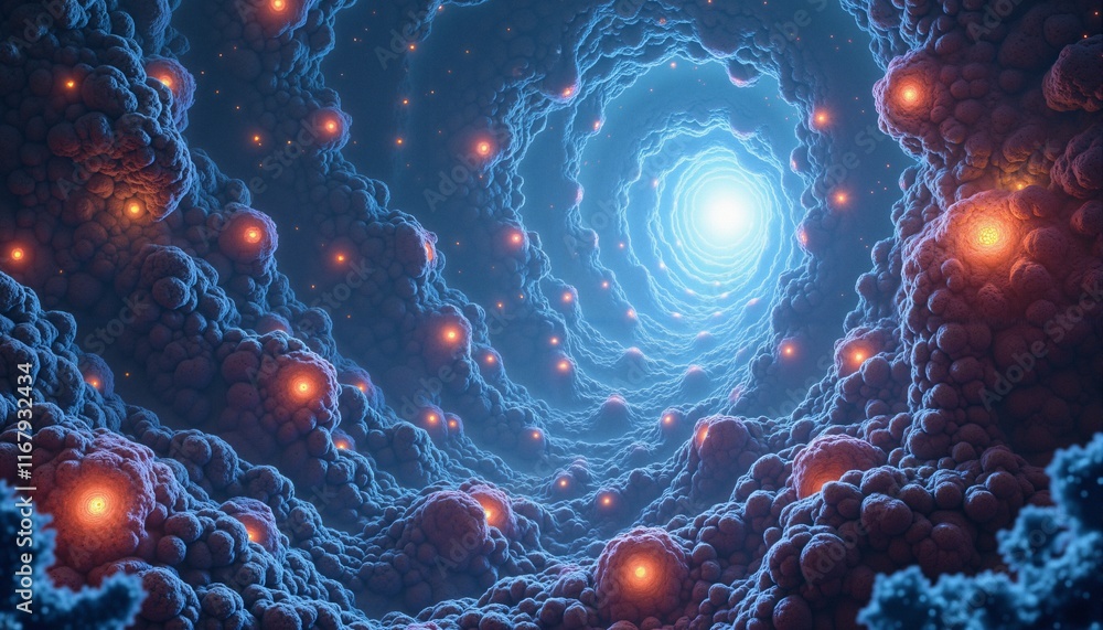 Poster luminous portal through celestial clouds