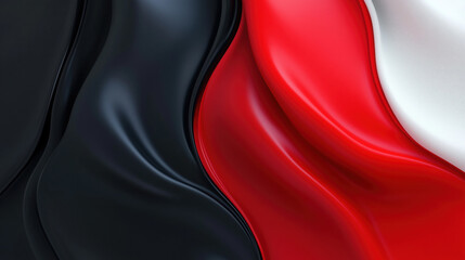 Abstract 3D Flowing Liquid-Like Wave Textures in Red, Black, and White Gradient background wallpaper