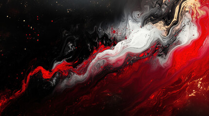 Abstract 3D Flowing Liquid-Like Wave Textures in Red, Black, and White Gradient background wallpaper