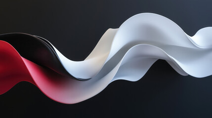 Abstract 3D Flowing Liquid-Like Wave Textures in Red, Black, and White Gradient background wallpaper