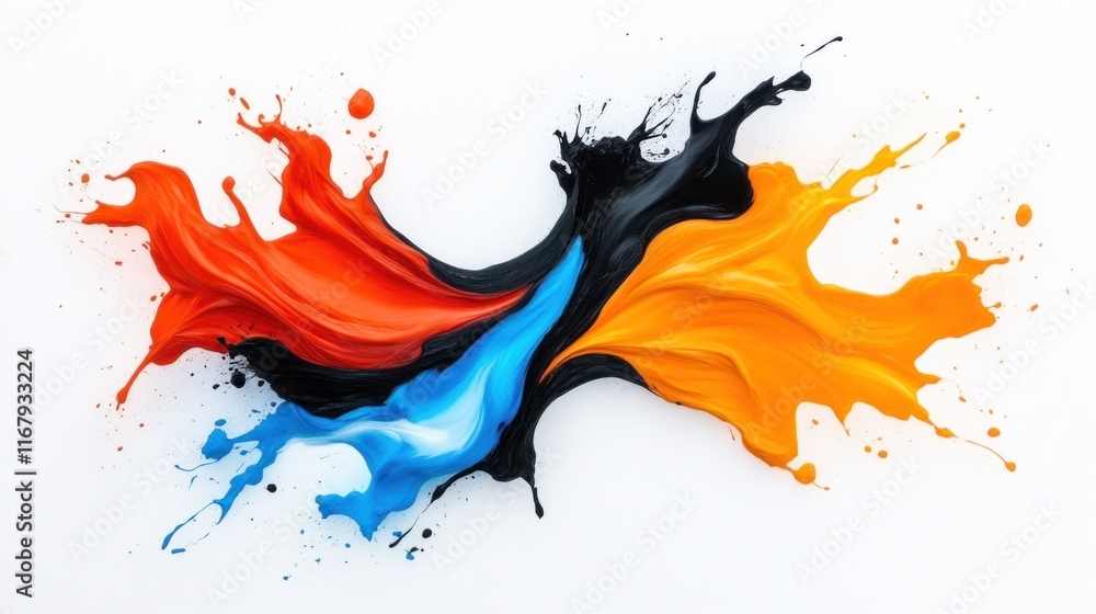 Poster Abstract splash of colorful paint creating dynamic visual flow.