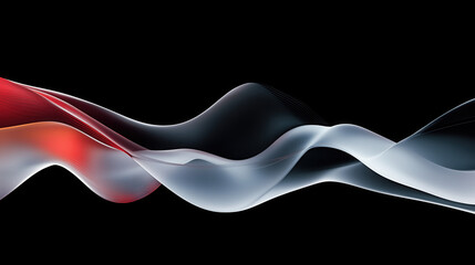 Abstract 3D Flowing Liquid-Like Wave Textures in Red, Black, and White Gradient background wallpaper