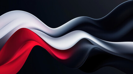 Abstract 3D Flowing Liquid-Like Wave Textures in Red, Black, and White Gradient background wallpaper