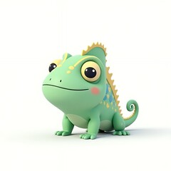 Fototapeta premium Adorable Cartoon Chameleon: A Delightful 3D Render