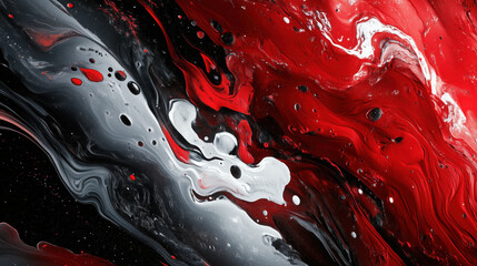 Abstract 3D Flowing Liquid-Like Wave Textures in Red, Black, and White Gradient background wallpaper