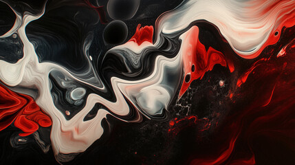 Abstract 3D Flowing Liquid-Like Wave Textures in Red, Black, and White Gradient background wallpaper