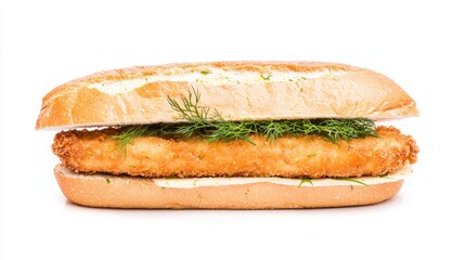 Crispy Tofu "Fish" Sandwich with Dill and Lemon Zest - Culinary Delight Close-up Shot