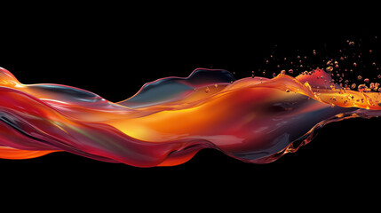 Abstract 3D Flowing Liquid-Like Wave Textures in Red, Orange, and Gold Gradient background wallpaper