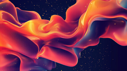 Abstract 3D Flowing Liquid-Like Wave Textures in Red, Orange, and Gold Gradient background wallpaper