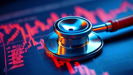 Stethoscope on financial chart; market health. - Powered by Adobe