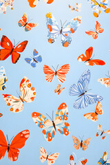 Whimsical Flight: Cartoon Butterflies' Dance in the Serene Sky