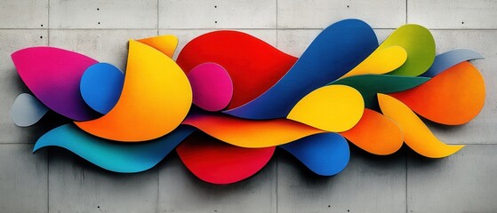 [Colorful abstract flower sculpture photography] Vibrant Floral Abstract Sculpture with Interconnected Shapes against Neutral Background