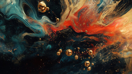 Abstract 3D Flowing Liquid-Like Wave Textures in Red, Orange, and Gold Gradient background wallpaper