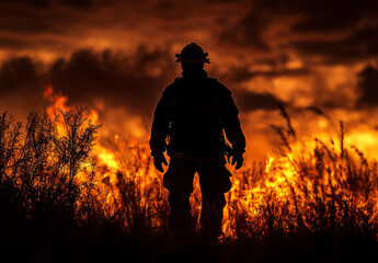 Obraz premium 山火事・気候変動のイメージ