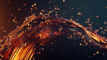 Abstract 3D Flowing Liquid-Like Wave Textures in Red, Orange, and Gold Gradient background wallpaper
