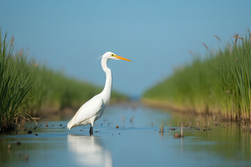 Obraz premium White Egret in Wetland