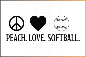 Peace Love Softball T-Shirt Design