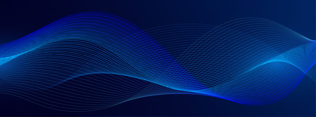 Dark abstract banner  background with glowing wave. Futuristic technology concept. Vector illustration