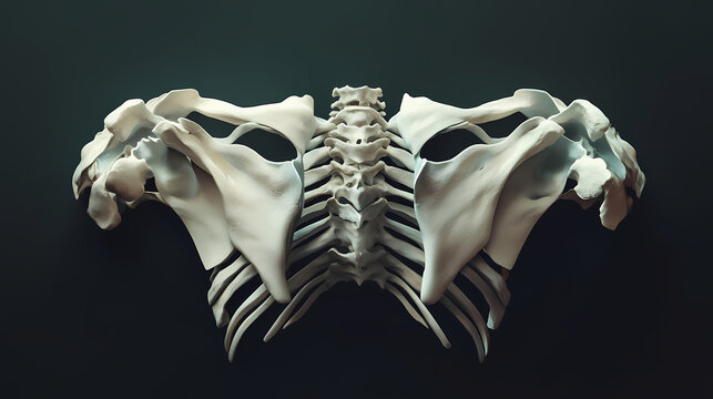 Symmetry in the pectoral girdle, discuss how the symmetrical arrangement of the clavicles (collarbones) and scapulae (shoulder blades) provides balance and mobility to the arms. Dewlit. Illustration