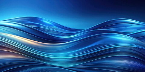 Fototapeta premium Abstract blue wavy background with dynamic waves and depth , digital, futuristic, vibrant, flowing, modern, technology, abstract