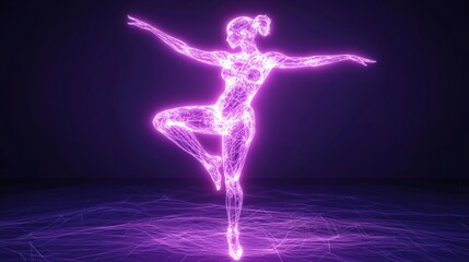 Luminescent Neural Dance: Ethereal Abstract Art of Swirling Neural Nets Forming Dancer's Silhouette in Cinematic Style, Ultra-Detailed