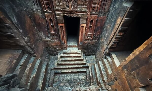 The intricate wood-carved facades of Lalibela churches