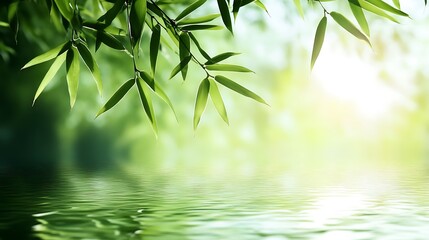 Serene Bamboo Reflection: A Tranquil Oasis of Green