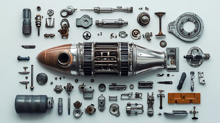 Fototapeta premium Submarine parts, wallpaper, a demonstration of underwater combat technology