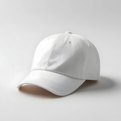 Fototapeta premium A plain white baseball cap with a smooth texture, perfect for branding, fashion, or promotional use. generative ai