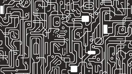 Futuristic Fusion: Geometric Line-Art Pattern Blending Circuit Motifs with Organic Forms - Ultra-Detailed Cinematic Artwork