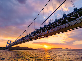 Beautiful view of big bridge on the sea, Great Seto Bridge in Okayama Prefecture in Japan, Travel or architecture, High resolution over 50MP