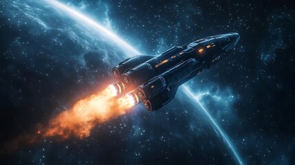 Obraz premium Spaceship Launch: A Journey Beyond Earth