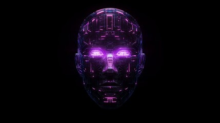 Futuristic AI Synthetics: Geometric Neon Portrait Illumination