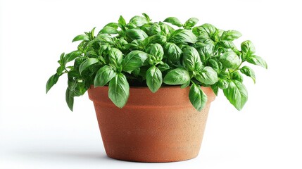 Fototapeta premium [indoor gardening vegetable tools techniques] Thriving Green Plant in Brown Ceramic Pot on Reflective Surface