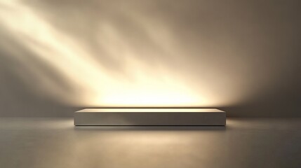 15.A sleek, minimalist 3D podium positioned under soft, ambient lighting, with a smooth gradient-colored background that fades seamlessly from one hue to another. The podiumâ€™s clean lines and