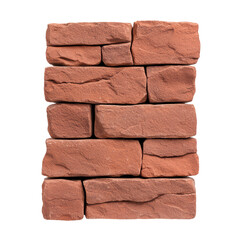 Obraz premium Textured red stone wall design isolated on transparent background