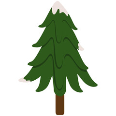 Winter Christmas Tree. Vector New Year set with christmas trees. Evergreen trees with balls, stars and garlands. Fir trees for Christmas.