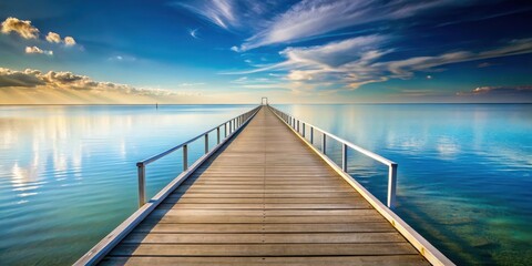 Obraz premium An infinite long jetty stretching into the horizon , endless, pier, dock, jetty, bridge, wooden, into the distance, never-ending