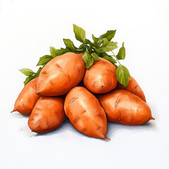 pile of sweet potatoes with vibrant orange hues and rustic textures, showcasing farm fresh