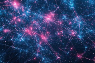 Obraz premium Abstract Network: Interconnected Nodes and Data Streams